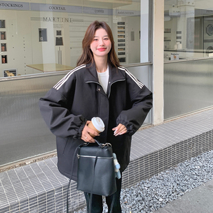 黑色派克服外套女冬季2025新款韩系学院风小个子加绒加厚棉衣棉服