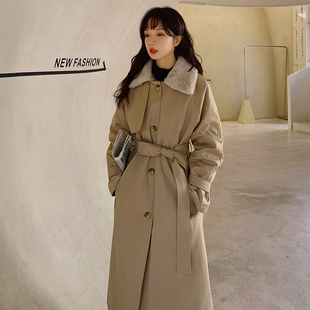 中长款 爆款 獭兔毛内胆棉服ins潮 冬季 加绒加厚派克服女2025年新款