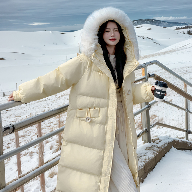 大毛领保暖显瘦棉衣女加厚中长款2025新款冬季休闲羽绒棉服面包服