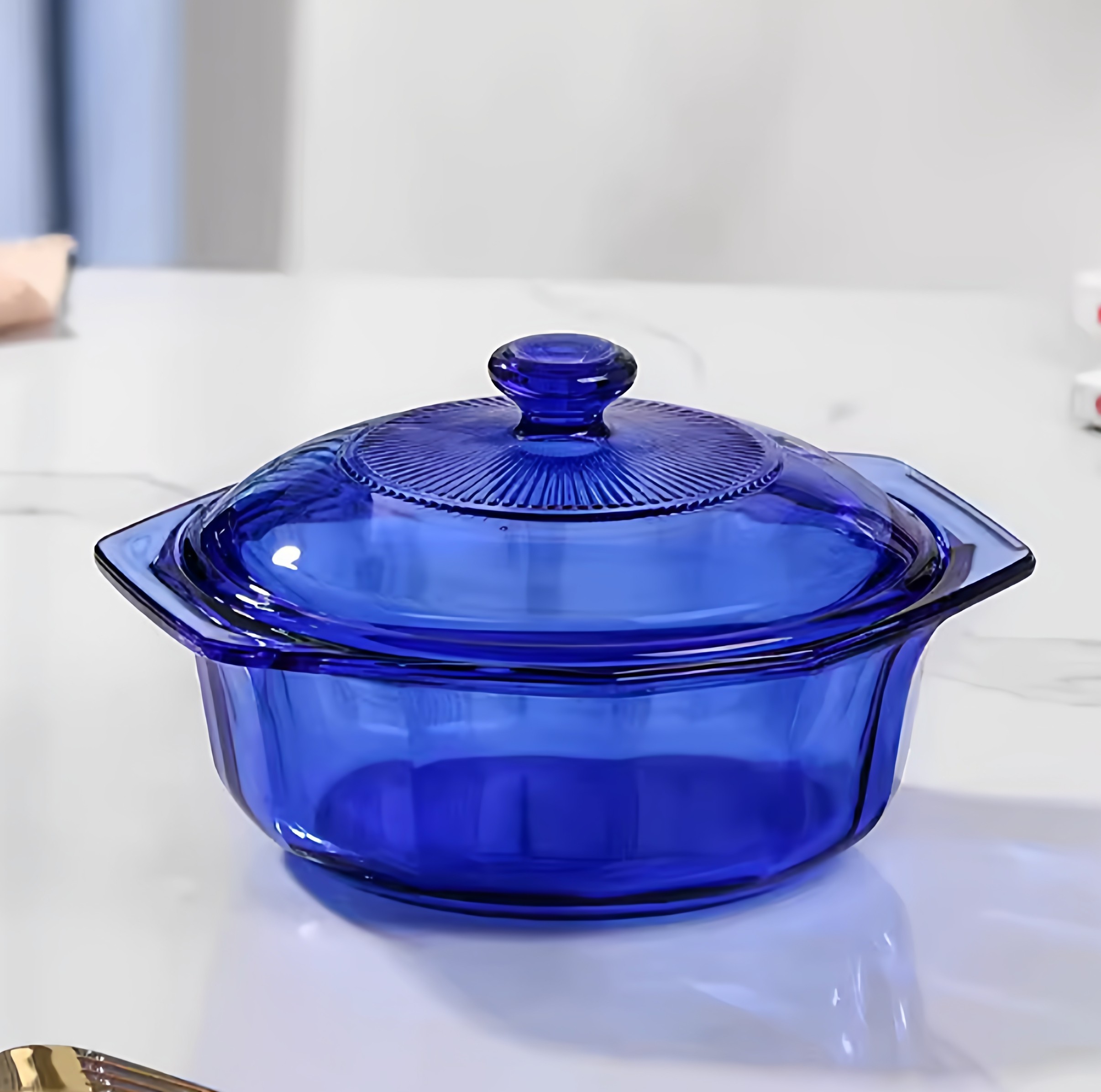 耐高温餐具套装零极限清理工具蓝色玻璃碗高硼硅盘子杯子高级感