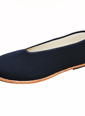 龙华牛皮底布鞋男士礼服呢黑色纯手工缝制圆口老头透气休闲鞋