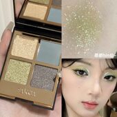 清透春日氛围感精灵妆 碎钻感烟熏眼影哑光珠光大地色细闪学生女
