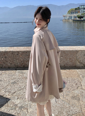 新款首发已出货粉色甜美蕾丝袖口风衣外套 2B153-7003-P155-K248