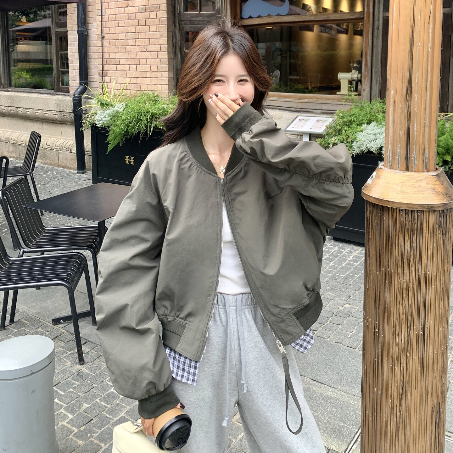 秋冬新款韩系轻熟风高级感宽松百搭休闲棒球服女洋气短款夹克外套