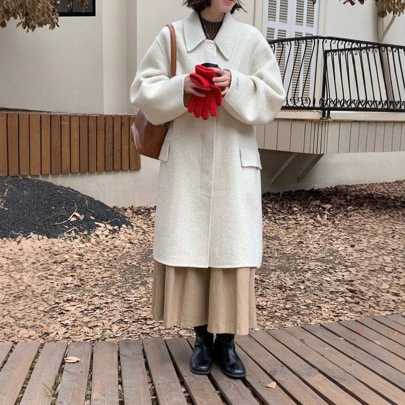 6182韩国东大门娃娃领小个子茧型休闲毛呢外套女长款双面呢大衣女,女装/女士精品,羊绒衫,淘宝优惠券,粉丝福利购,淘宝优惠卷
