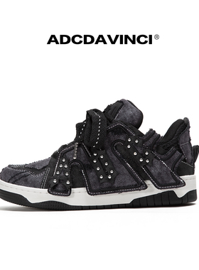 王橹杰同款 ADC达芬奇 ADCDAVINCI 麦旋风 哥特碎星铆钉面包板鞋
