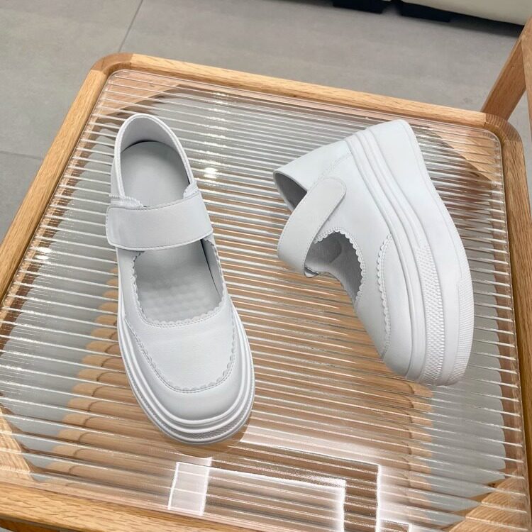 小个子内增高玛丽珍鞋女2025春新款单鞋配裙子两穿松糕厚底护士鞋