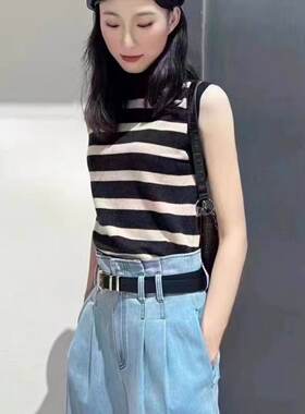 1399575专柜正品新款时尚百搭显瘦条纹针织背心