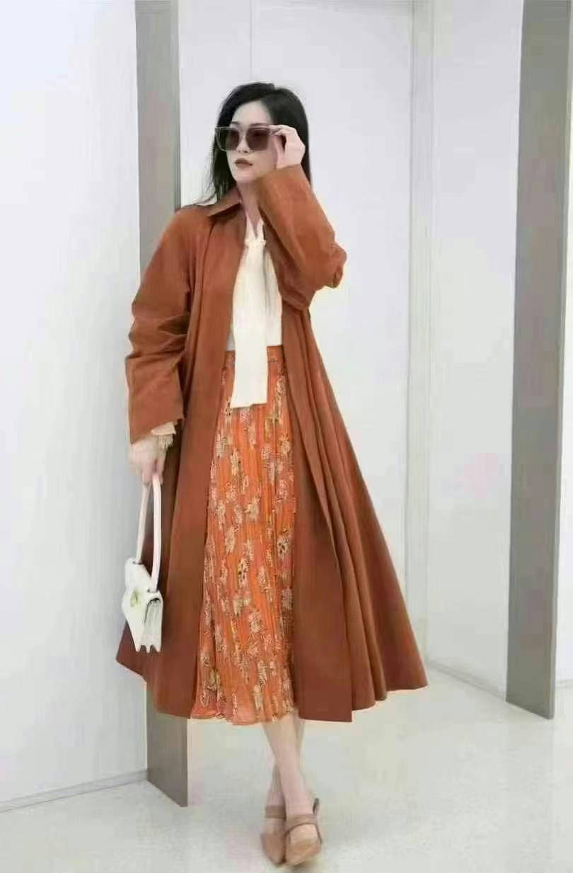 5400611阿家专柜正品秋冬新款复古中长款通勤大衣外套款中长风衣