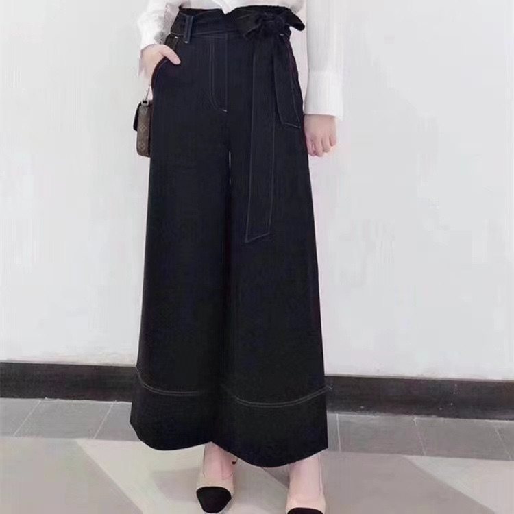 1100133哥家黑色显瘦阔腿休闲裤