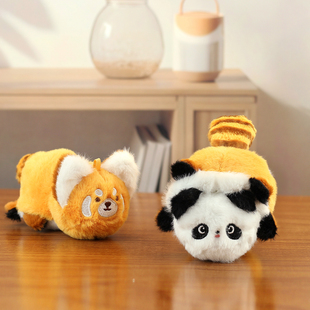 创意翻转变身小熊猫玩偶小浣熊摆件钥匙扣挂件毛绒玩具陪伴礼物女