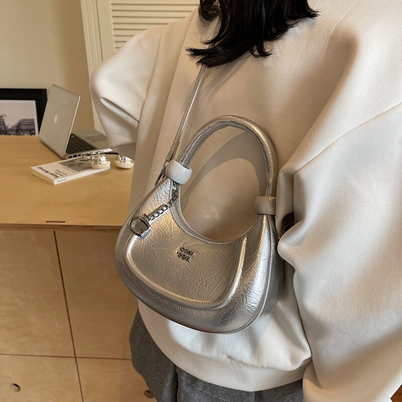 2025夏季新款时尚休闲纯色小众月牙包包女士简约气质通勤斜挎包