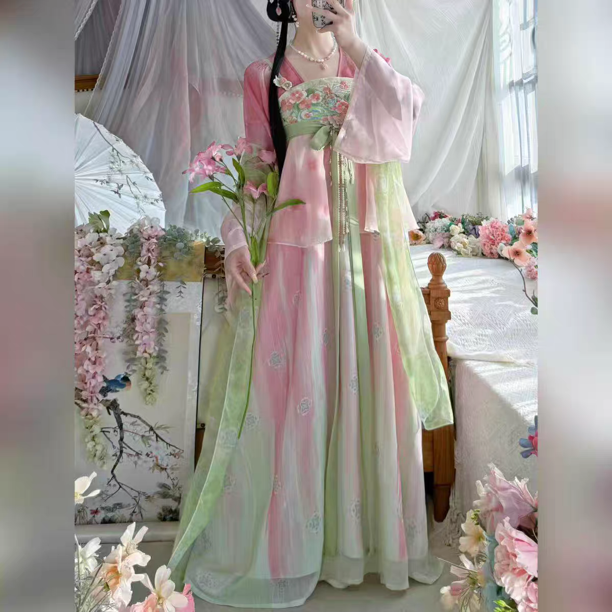 女花瑶赋齐胸襦裙刺绣超仙春夏日常古风汉元素套装