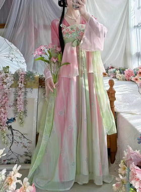女花瑶赋齐胸襦裙刺绣超仙春夏日常古风汉元素套装
