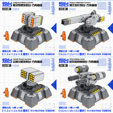 日骎拼装颗粒积木 科幻基地军事炮台模组机器人机甲 送礼玩具