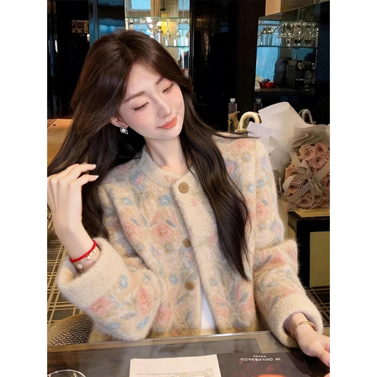 现货 独特高端新中式国风开衫毛衣外套女2025秋 新款宽松针织上衣