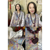 双立凤唐锦 大美红遍天 紫霞仙子100%桑蚕丝马甲长70