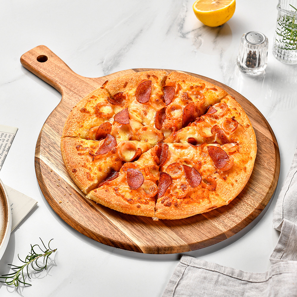 Wooden round pizza board steak plate bread board chopping bo