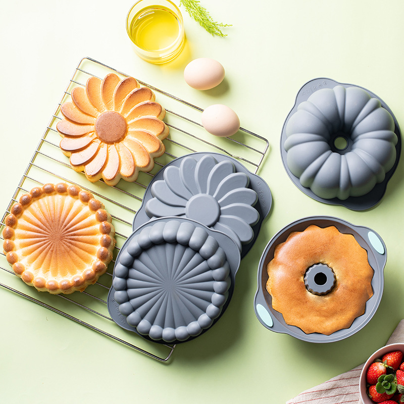 New round cake mold sunflower silicone cake mold mousse brea