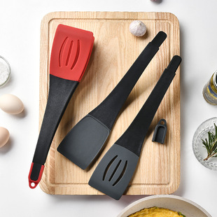 Silicone spatula with a unique tongs for food such as steak