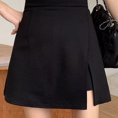 黑色西装半身裙女2025年春季高腰