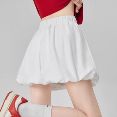 白色花苞裙女春夏款小个子云朵蓬
