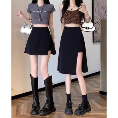 黑色西装半身裙女夏季新款不规则