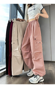 薄款 夏季 高腰新款 宽松美式 子 多巴胺帅气工装 复古显瘦直筒休闲裤 裤