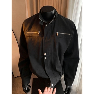 美式巴恩风立领工装夹克男女春秋百搭潮外套宽松休闲上衣潮流