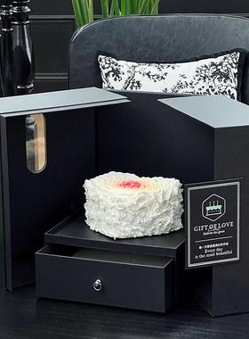 法式高级精装生日蛋糕礼盒网红黑天鹅慕斯黑色蛋糕盒鲜花盒定制