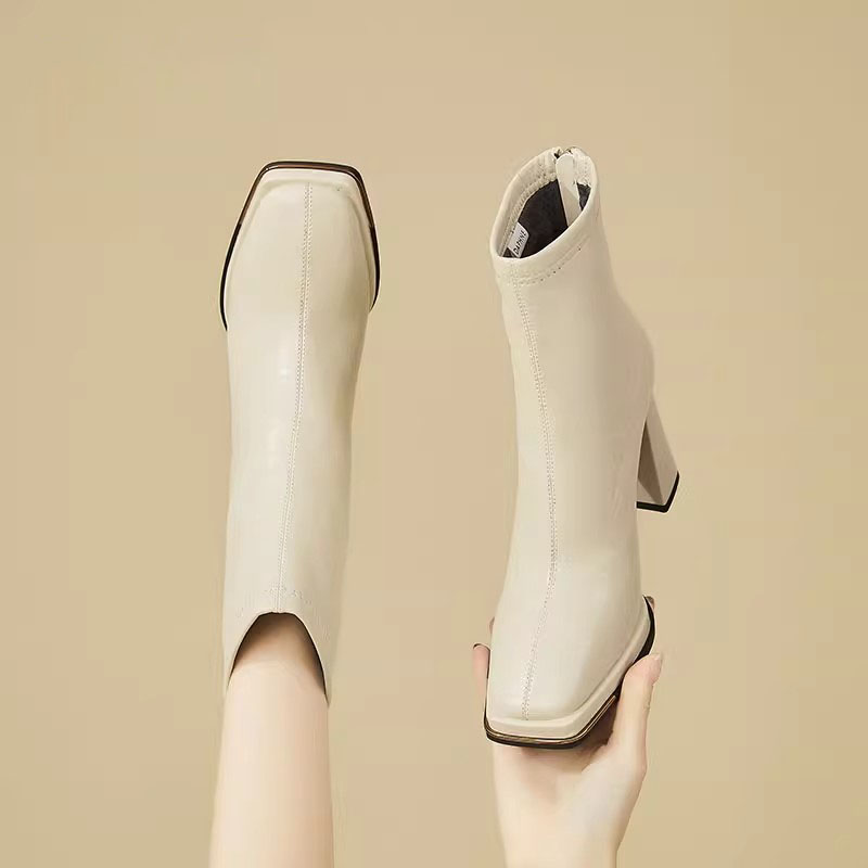 高品质高跟靴子女加绒棉鞋马丁靴