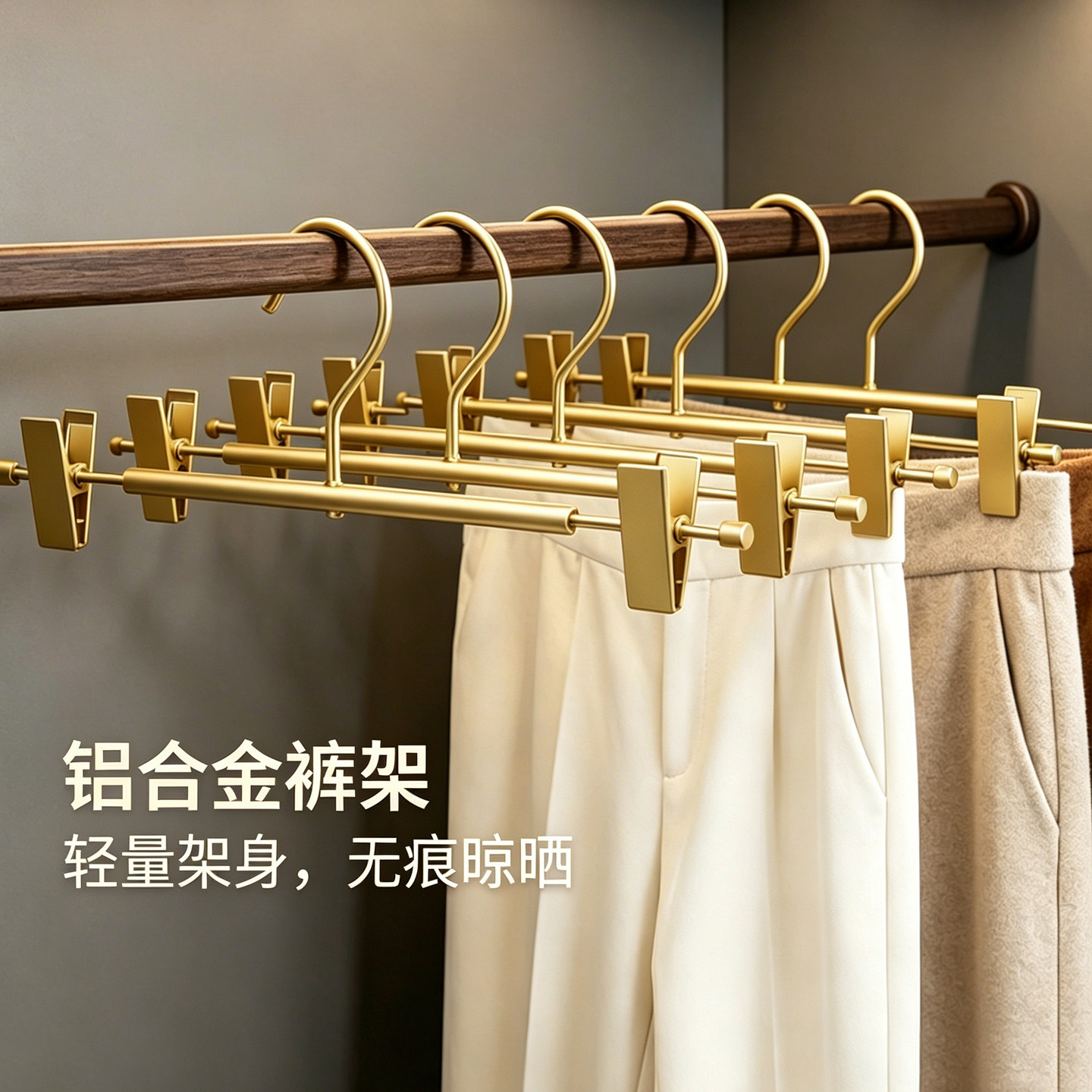 桢美铝合金裤夹衣架无痕防锈图片