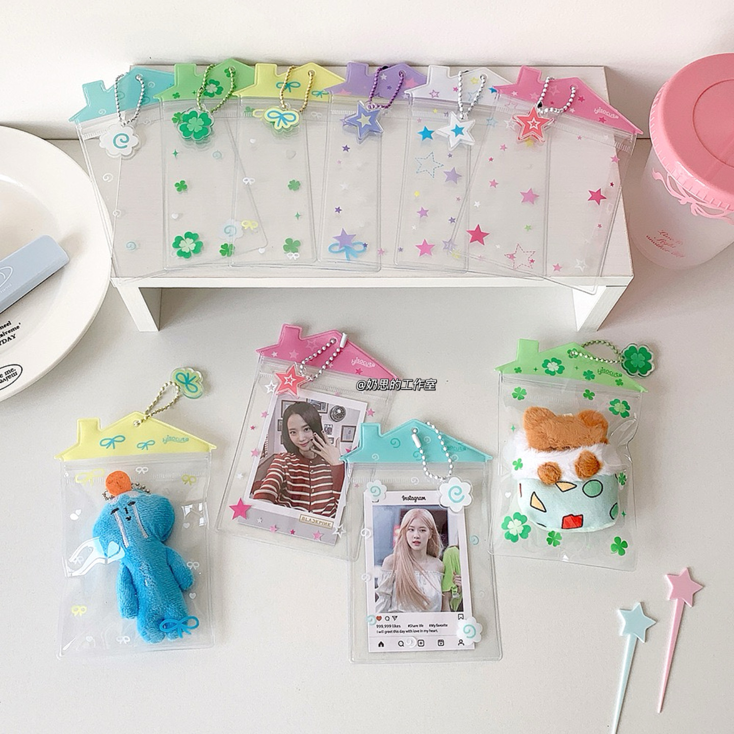 可爱小房子yukio保护套透明娃包防尘外出展示玩偶收纳袋卡套挂件