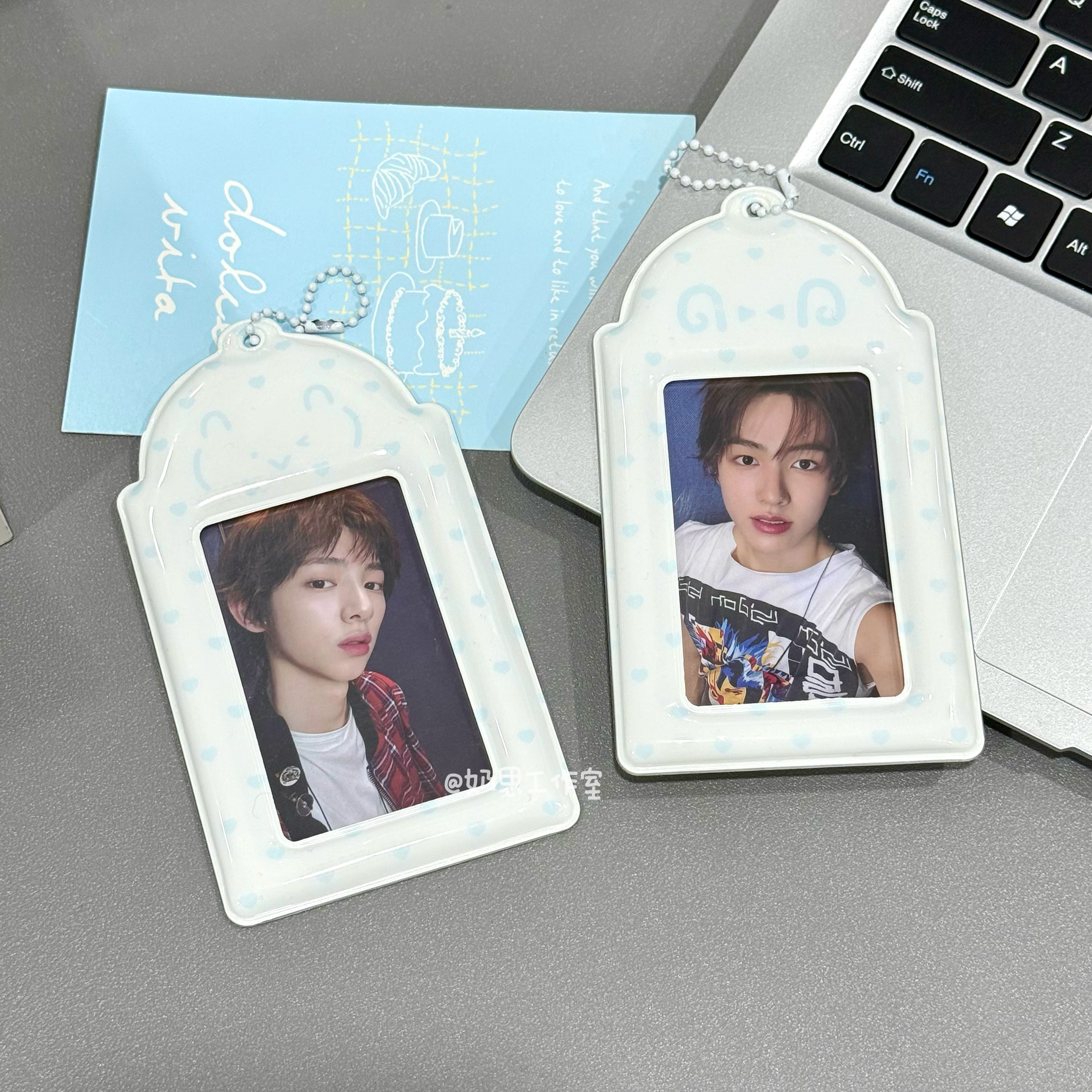 蓝色表情卡套韩系3寸小卡展示ins风追星拍立得校园卡收纳书包挂件