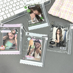 日系3寸小卡拉链袋拍立得收纳吧唧保护谷美展示挂件卡套ins风追星