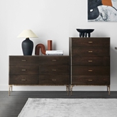 进口北欧表情橡木六斗柜卧室床尾靠墙客厅边柜实木柜子原木家具