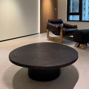 北欧表情诧寂风茶几椭圆冰裂面纹复古异形不规则边几中古家具定制