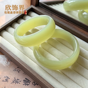 新疆和田柠檬黄女款玉石岫玉镯子外蒙料黄口黄玉若羌料手镯仿