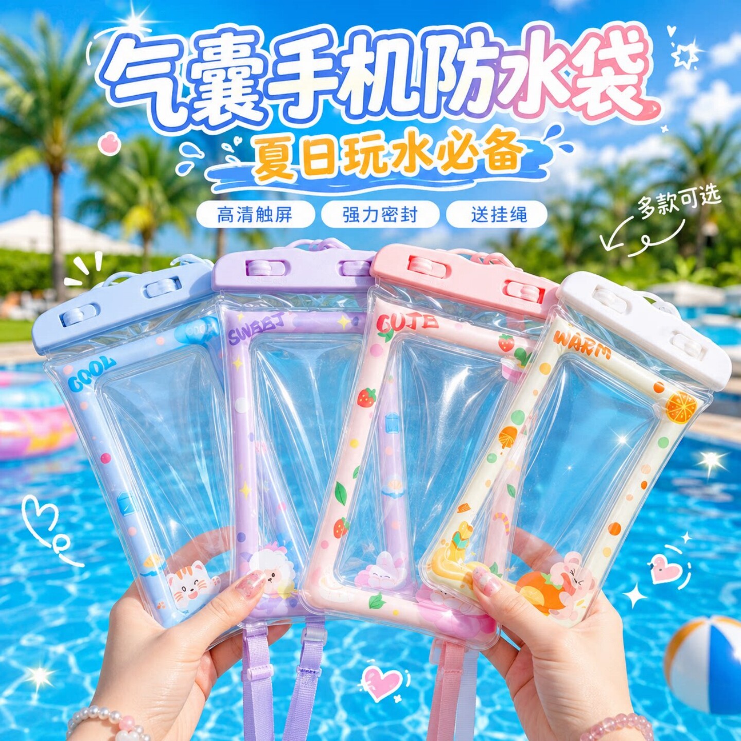 可触屏手机防水袋游泳潜水