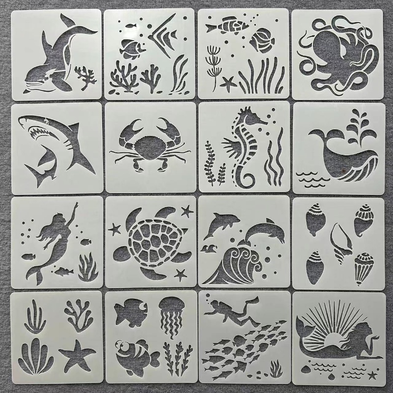 海洋绘画模板儿童辅助手抄报