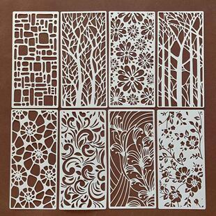 遮蔽板塑料喷雾刷色儿童绘画填色几何镂空手抄报工具涂鸦描图模板