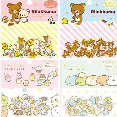 五年八班日本 SAN-X 轻松熊  轻松小熊贴纸 80枚入A100