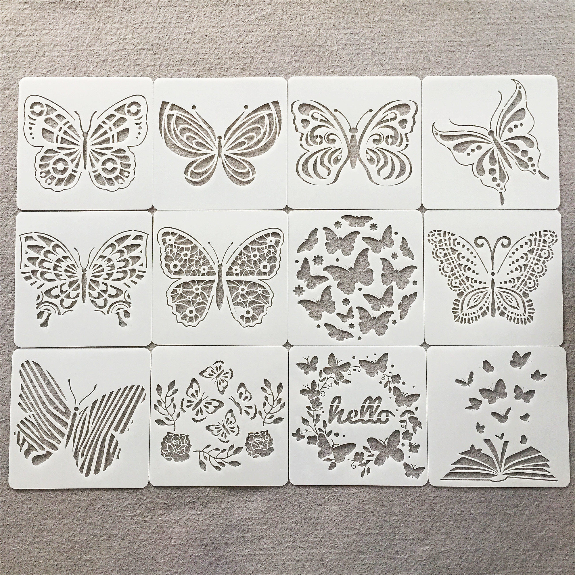 新款画画20cm模板塑料pet蝴蝶镂空模板跨境热销涂鸦绘画模版