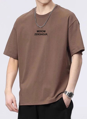 夏季新款纯棉短袖t恤男士宽松圆领百搭潮流体恤休闲半袖大码复古