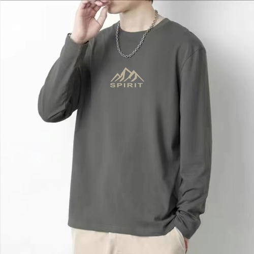 新款纯棉长袖t恤男士秋衣潮流打底衫宽松圆领大码体恤内搭外穿