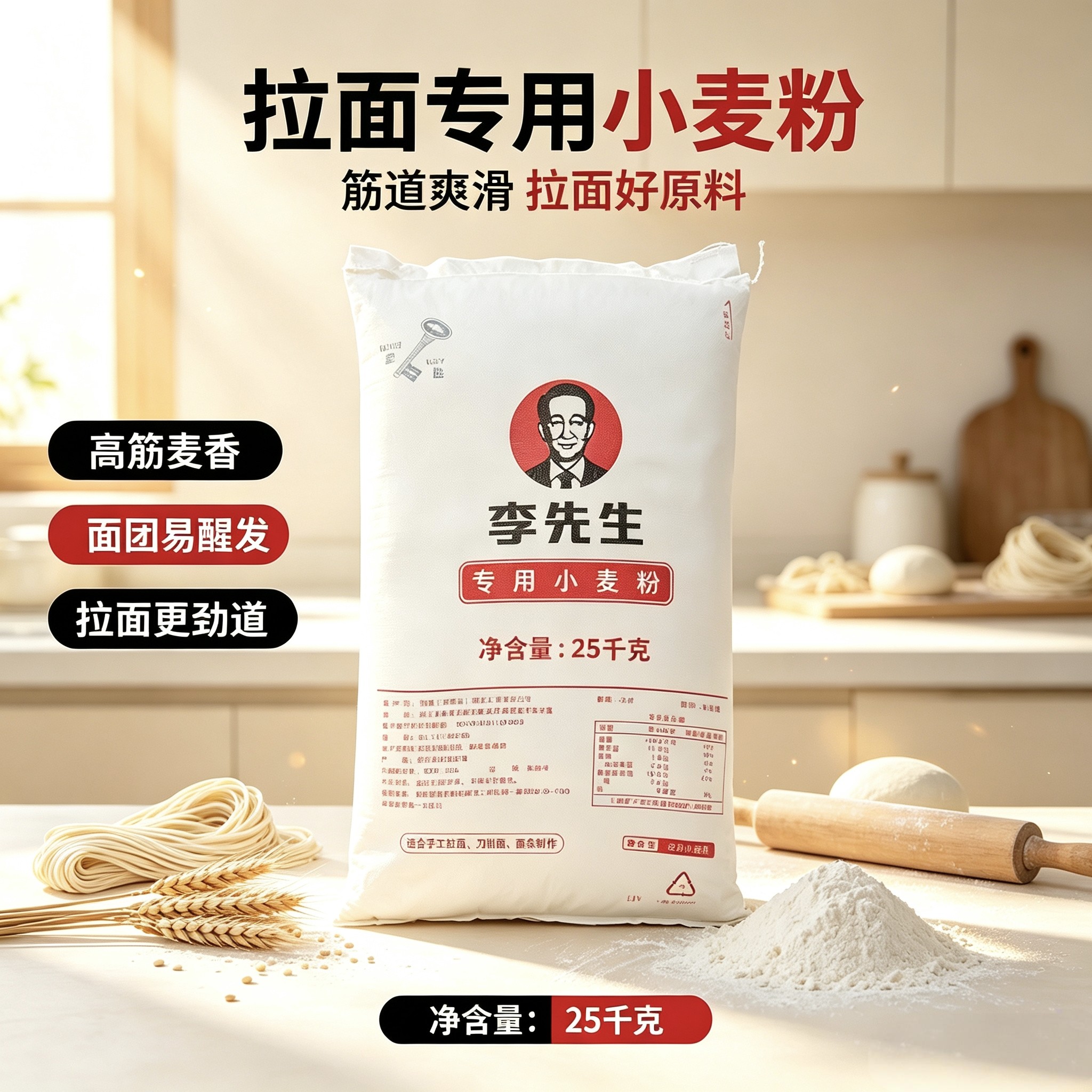 李先生拉面牛肉面专用面粉五十斤