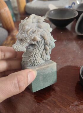 青石狮子头像复古动物树脂工艺品摆件玄关办公室酒柜软装新品