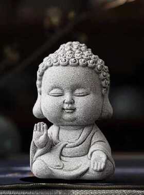 青砂石景观小佛像摆件园艺盆景鱼
