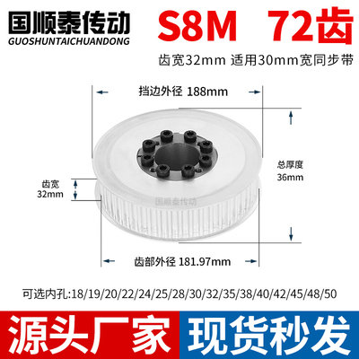 免键同步轮S8M72齿A齿宽32总厚36