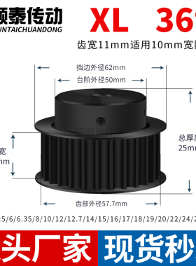 同步轮XL36齿钢发黑齿宽11内孔56.35810121516铁皮带轮同步带轮XL